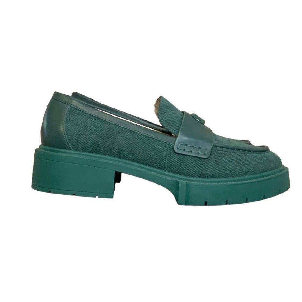 Green Coach Loafer Lug Sole Platform Shoes Size 9.5